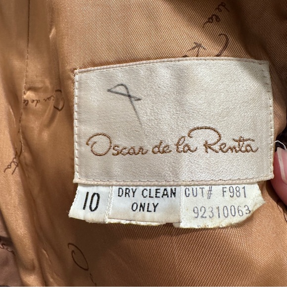 VTG Oscar de la Renta Wool Blend Tweed Blazer Jacket Preppy Academia Brown 10 *M - Picture 3 of 16